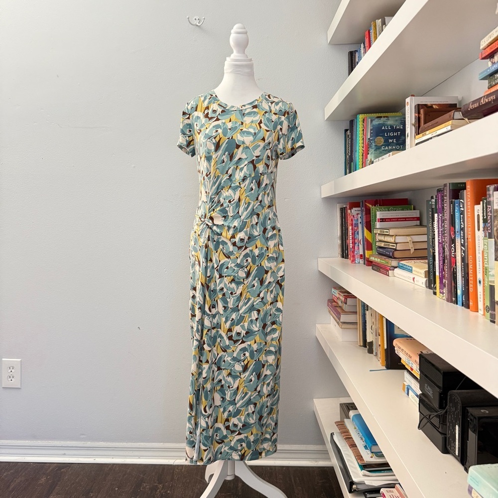 Lauren Ralph Lauren Floral Jersey Twist-Front Midi Dress Size Medium - Picture 6 of 16